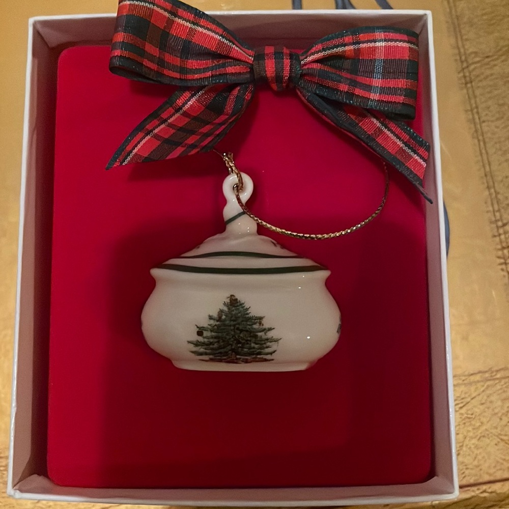 Spode Miniature Sugar Box Christmas Ornament